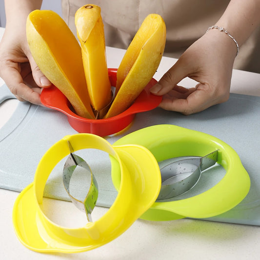 Mango Slicer - Easy Peel & Core Remover, Durable Plastic Fruit Cutter with Non-Slip Grip, Color Options