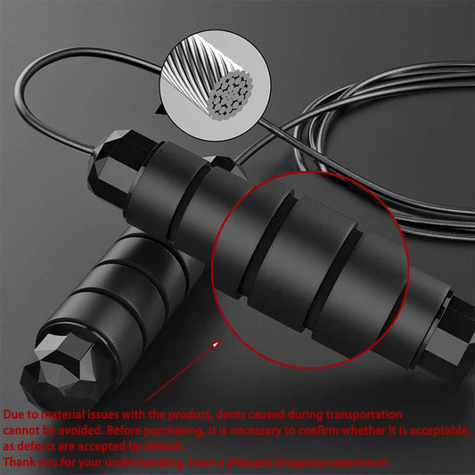 Speed Jump Rope with Ball Bearings & Foam Handles — Tangle-Free Adjustable Wire