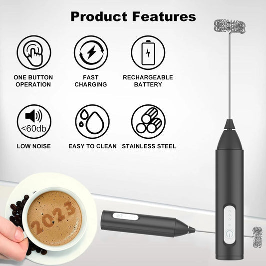 USB Rechargeable Mini Milk Frother – 3-Speed Electric Foam Maker for Coffee, Lattes & More