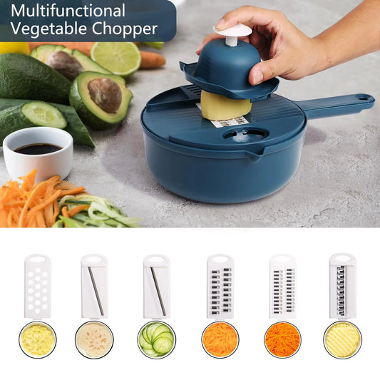 9-In-1 Multifunctional Vegetable Chopper Radish Carrot And Potato Chopper Manual Shredding And Slicing Machine Kitchen Tool