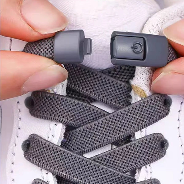 No-Tie Elastic Shoelaces with Press Lock – Kids & Adults, 8mm Flat Laces for Sneakers