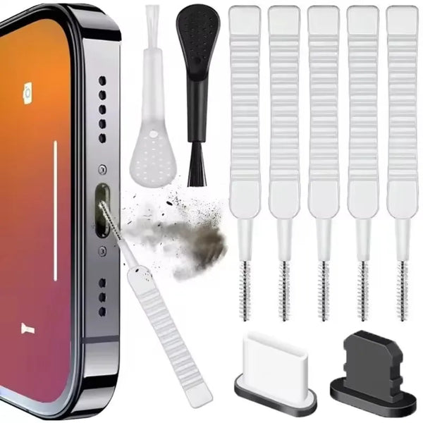 Phone Cleaning Kit & Dust Plug Set – Compatible with iPhone & Android (USB-C / Lightning)
