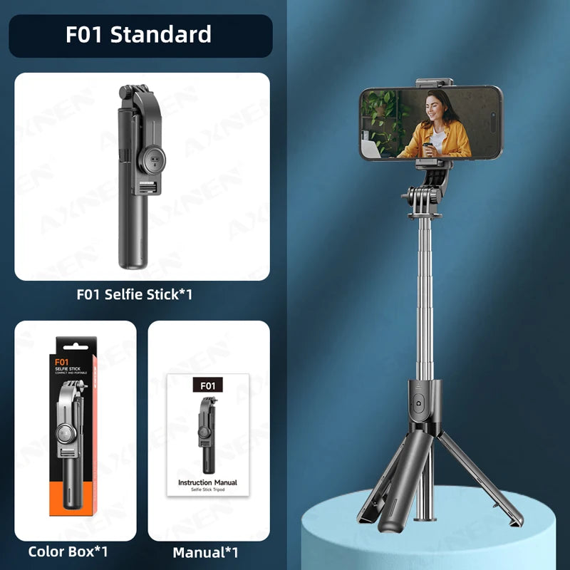 Bluetooth Selfie Stick & Tripod Stand – 2-in-1 with Wireless Remote, 360° Rotation & Optional Fill Light