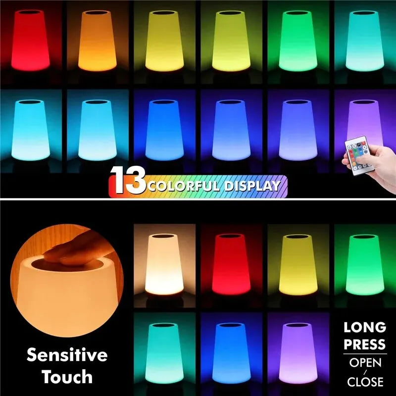 RGB Colour Changing Night Light - Remote & Touch, USB Rechargeable