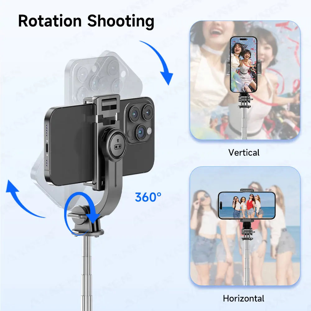 Bluetooth Selfie Stick & Tripod Stand – 2-in-1 with Wireless Remote, 360° Rotation & Optional Fill Light