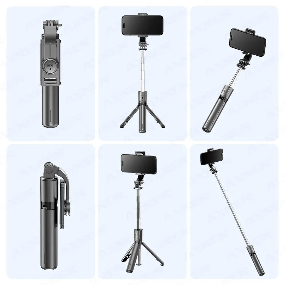 Bluetooth Selfie Stick & Tripod Stand – 2-in-1 with Wireless Remote, 360° Rotation & Optional Fill Light