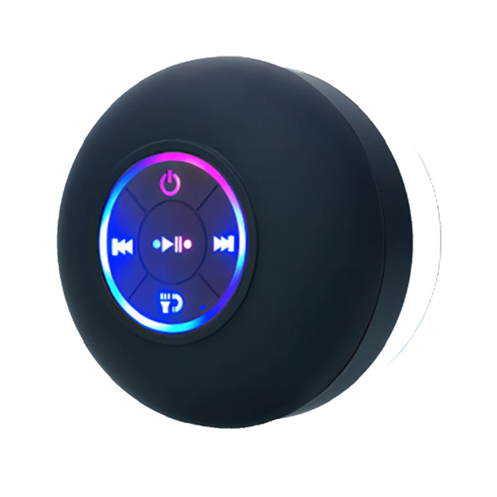 Portable Wireless Bluetooth Speaker – IPX4 Waterproof, LED Light & Suction Cup Mount