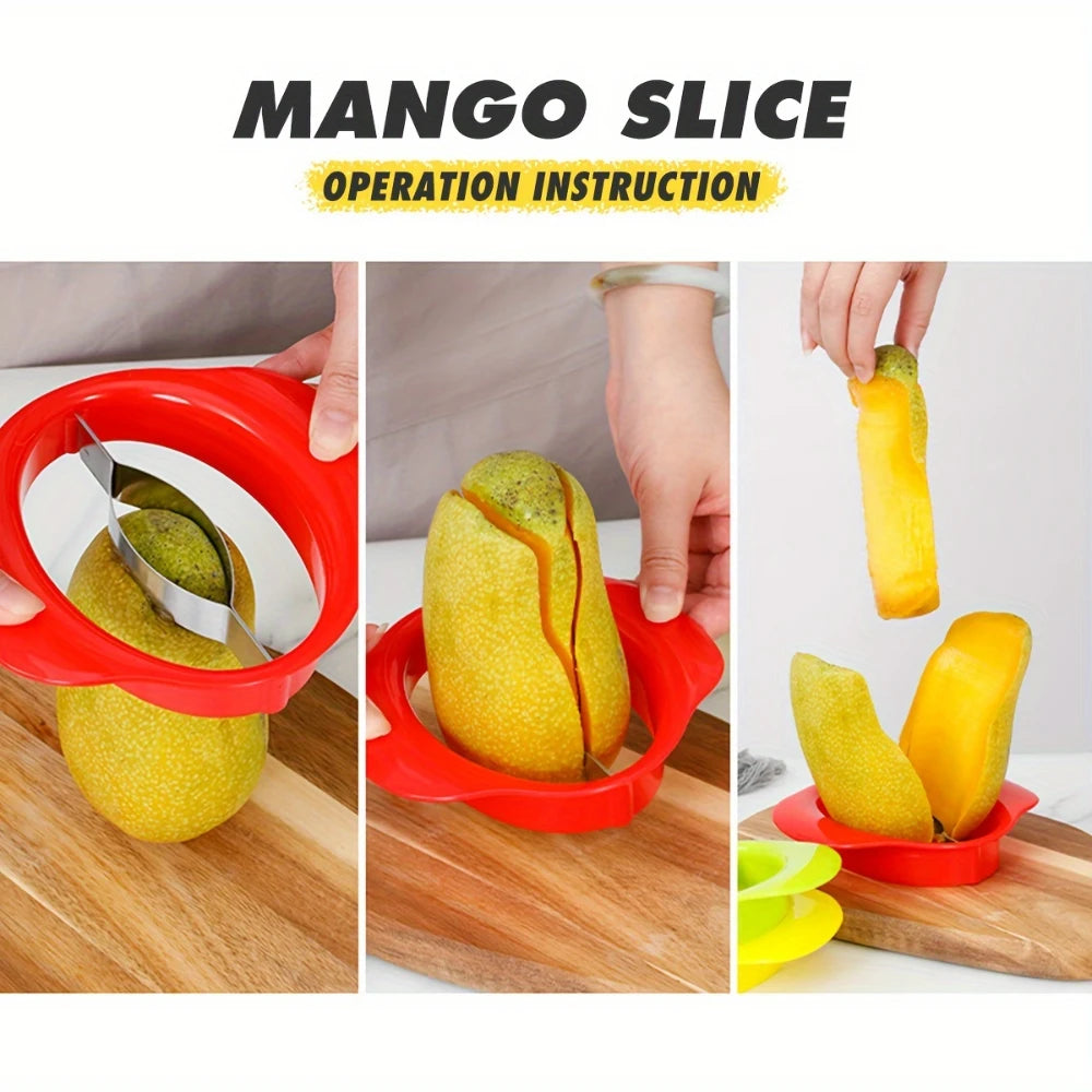 Mango Slicer - Easy Peel & Core Remover, Durable Plastic Fruit Cutter with Non-Slip Grip, Color Options