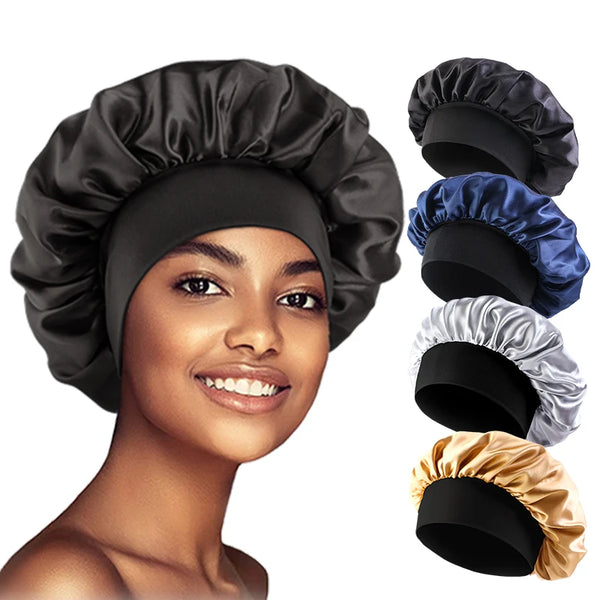 Satin Sleep Bonnet | Wide-Brim Night Cap for Hair Care & Frizz Protection — Unisex