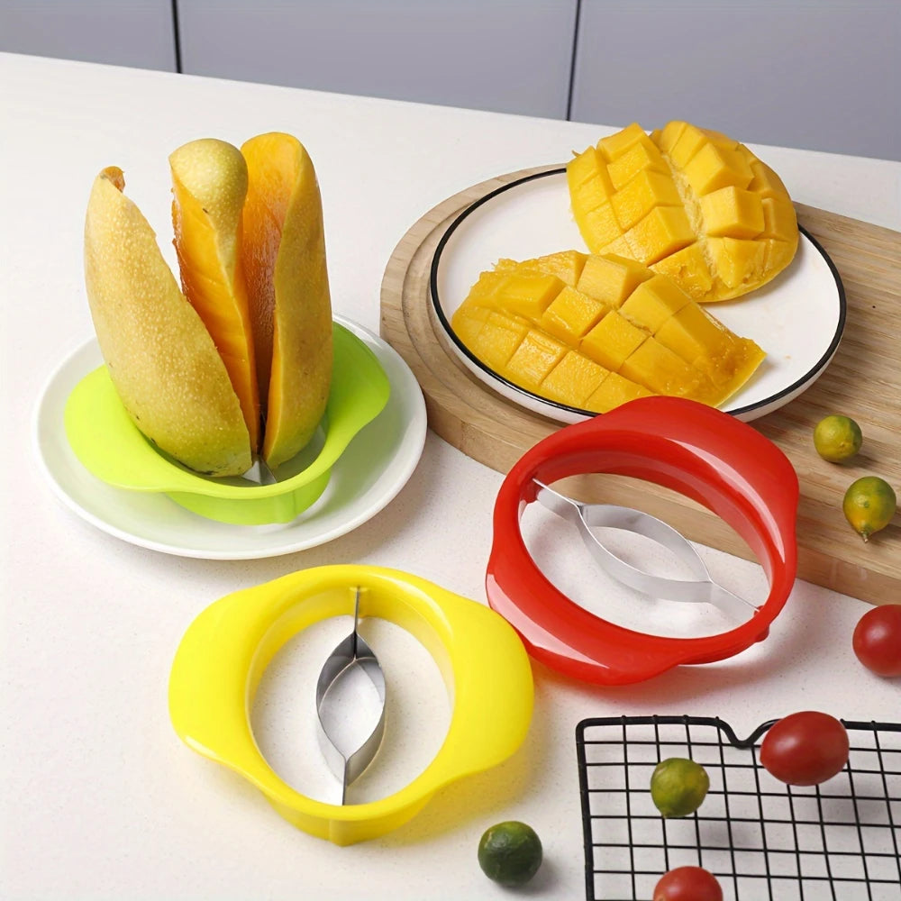 Mango Slicer - Easy Peel & Core Remover, Durable Plastic Fruit Cutter with Non-Slip Grip, Color Options