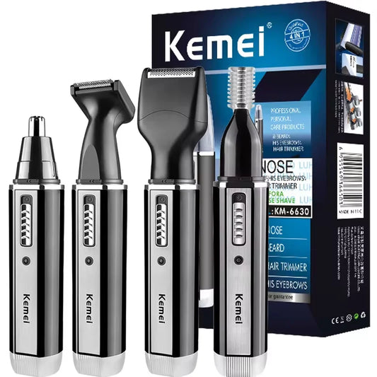 Kemei 4-in-1 Rechargeable Nose & Beard Trimmer for Men – Ear, Eyebrow & Hair Removal Kit