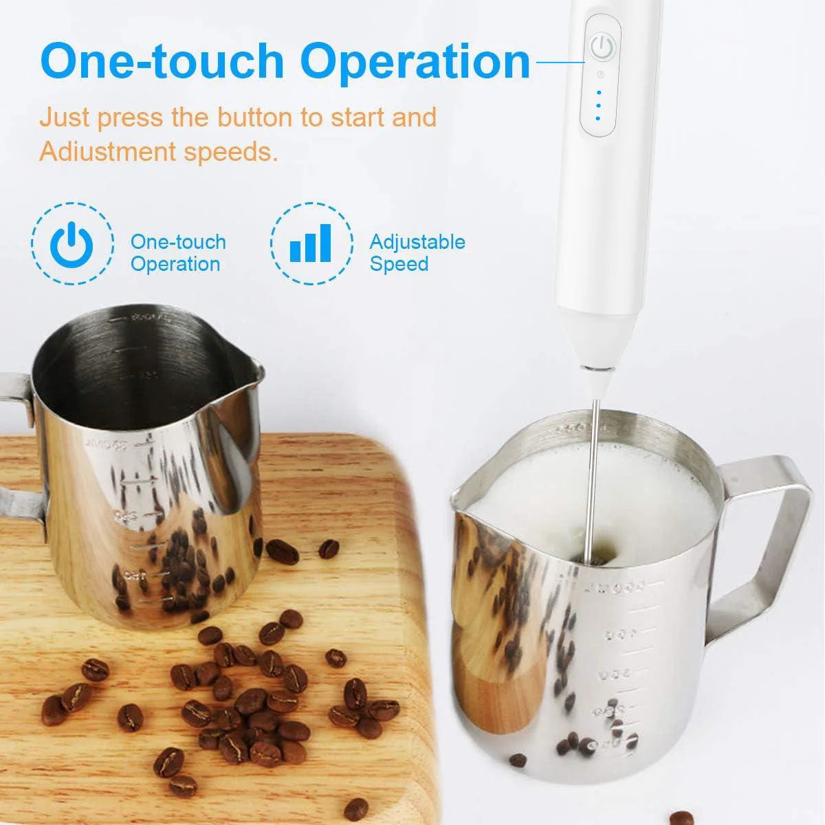 USB Rechargeable Mini Milk Frother – 3-Speed Electric Foam Maker for Coffee, Lattes & More