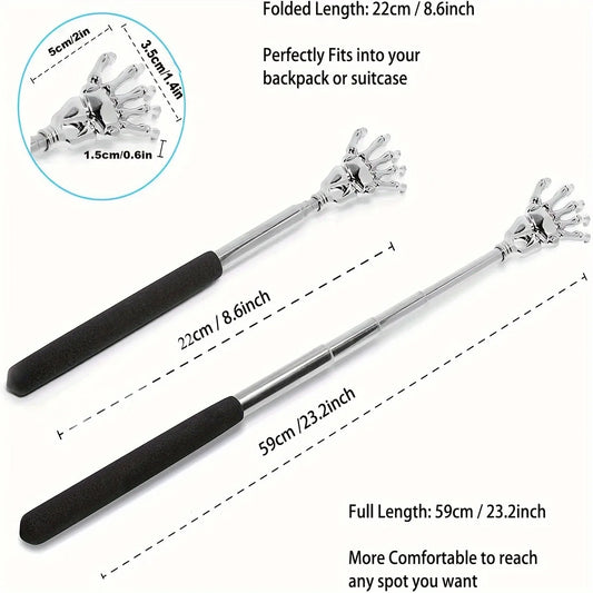 Telescoping Back Scratcher – Stainless Steel, Extendable & Portable for Humans & Pets
