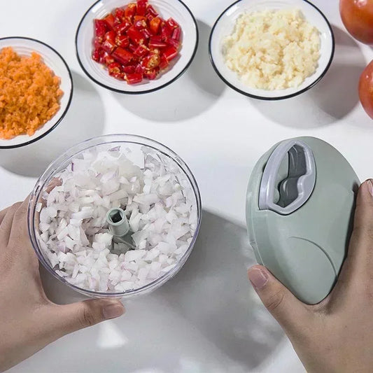 Manual Garlic Press & Vegetable Chopper – Stainless Steel Kitchen Tool