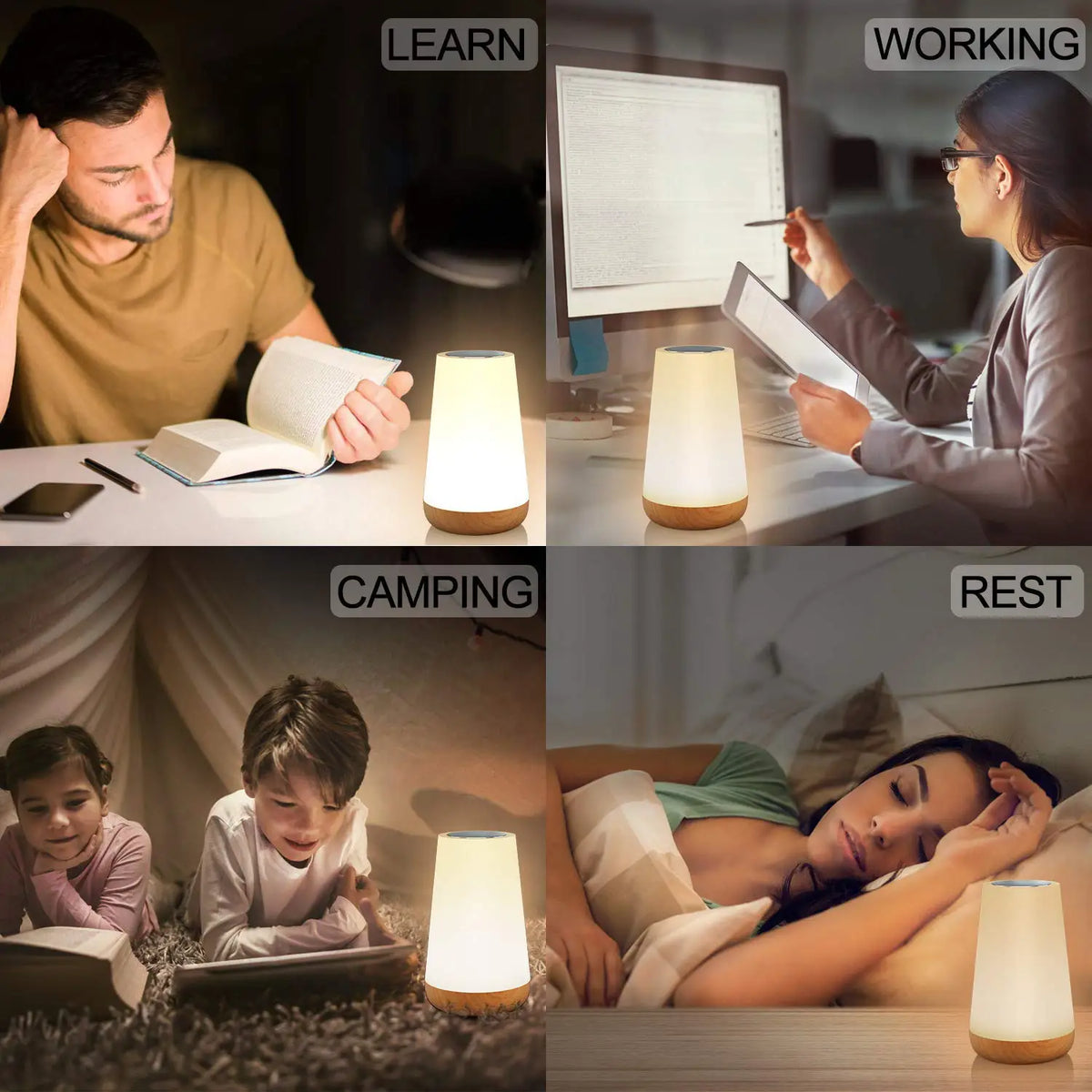 RGB Colour Changing Night Light - Remote & Touch, USB Rechargeable