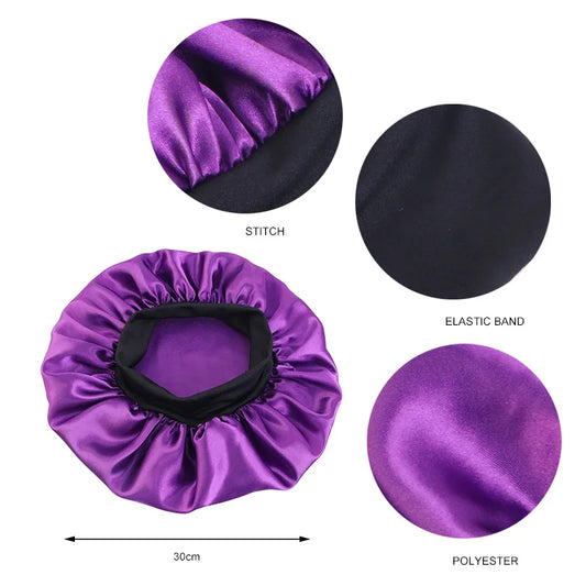 Satin Sleep Bonnet | Wide-Brim Night Cap for Hair Care & Frizz Protection — Unisex