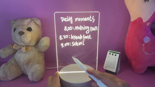 LED Acrylic Message Board Night Light - USB Erasable Memo Lamp